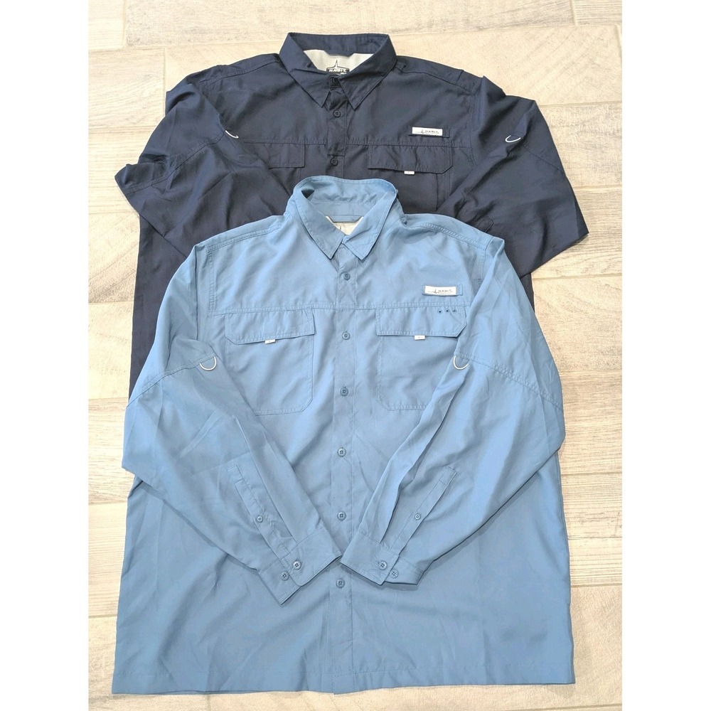 Lot of (2) HABIT Men's L/S Fishing Shirts Vented Solar Factor 40+ Size 2XL
